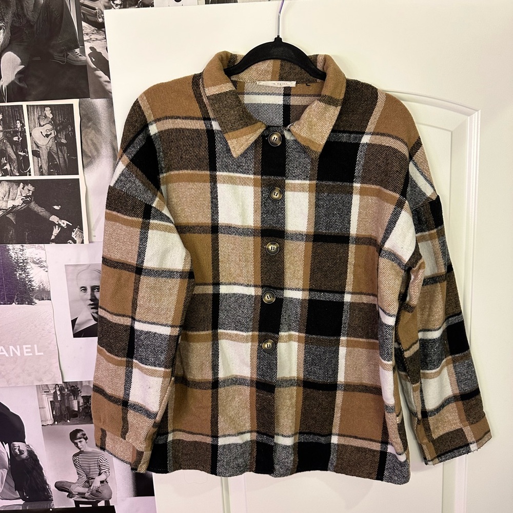 SIZE M - 12th Tribe Sweater Jacket - Multi Plaid Flannel